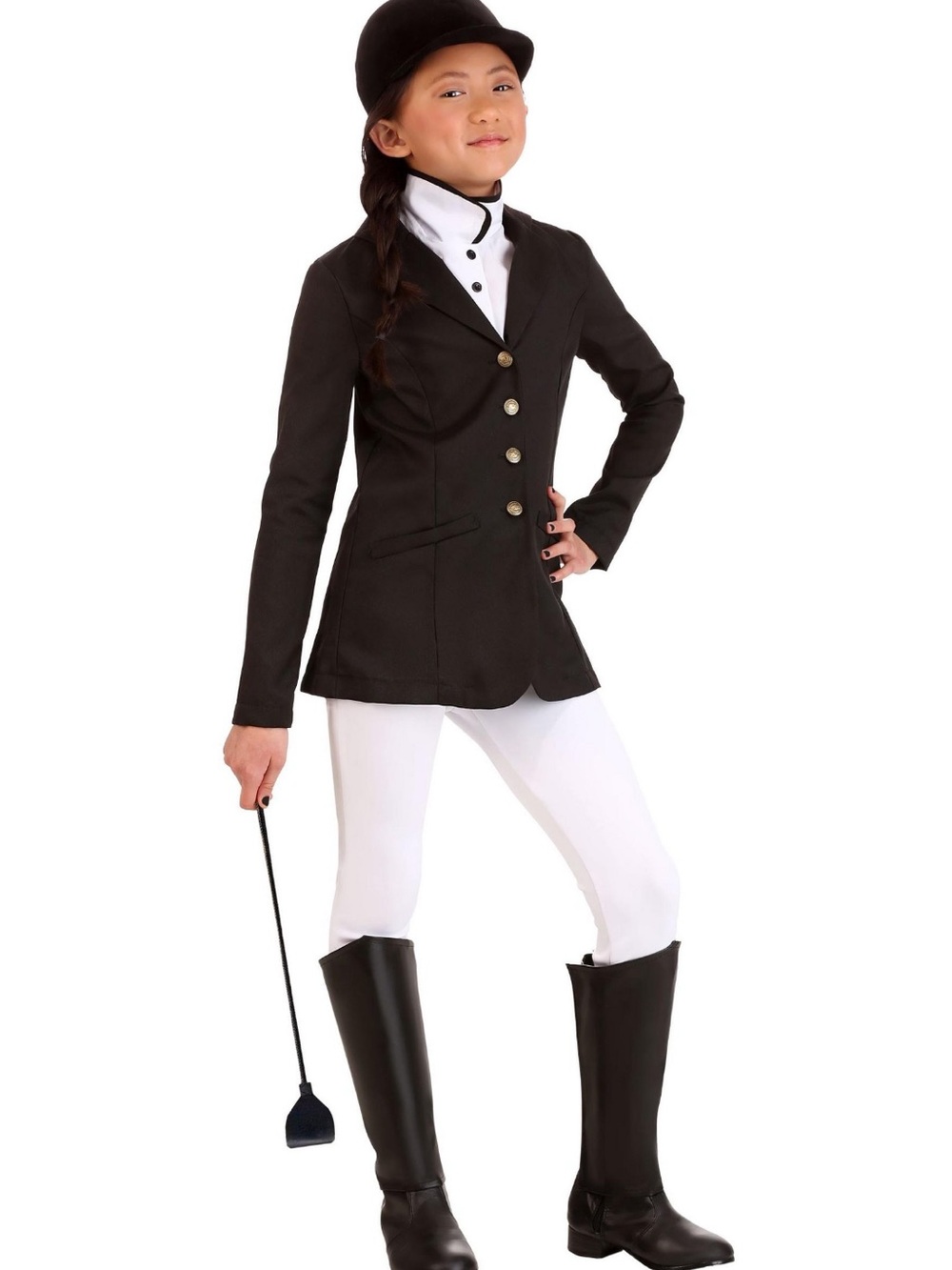 Classic Black Equestrian Jacket and Pants Costume for Kids